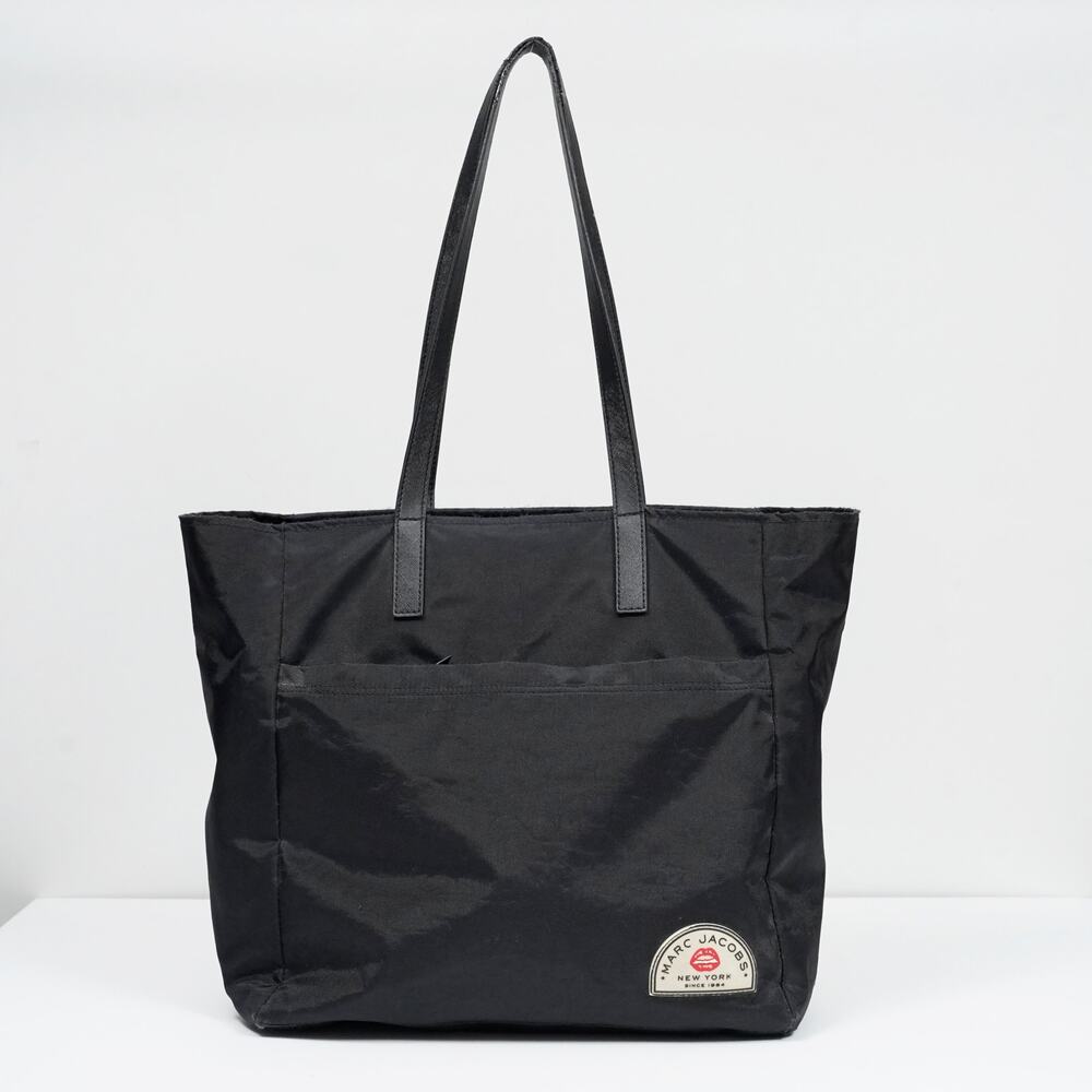 Marc Jacobs Collegiate Nylon Tote Bag Black Large Shoulder Bag Fair Condition